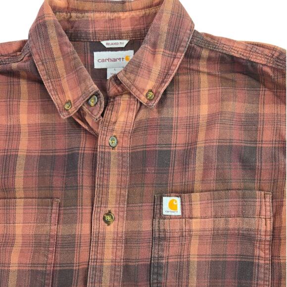 Carhartt | Orange & Brown Relaxed Fit Flannel | Size Large - Picture 2 of 4
